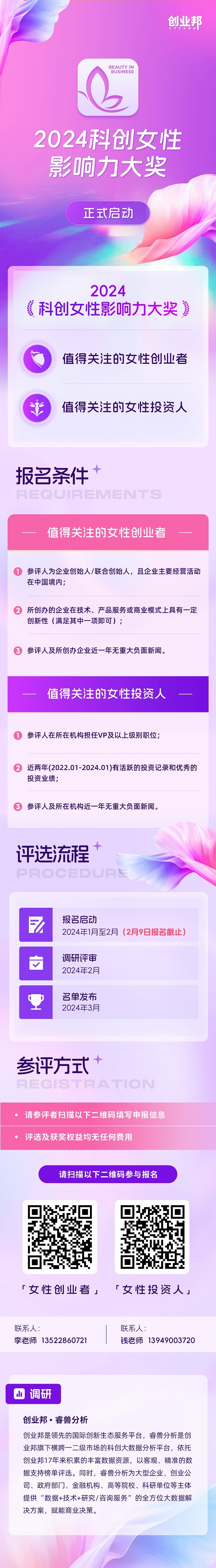 创业邦2024科创女性影响力大奖调研启动！